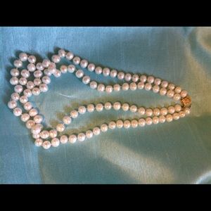 Real pearl necklaces 14k gold clip